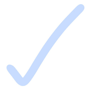A simple pastel blue checkmark symbol on a light blue background
