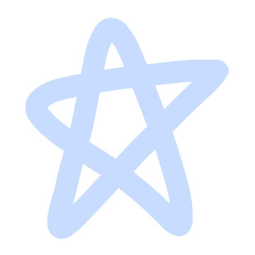 A simple hand-drawn light blue star against a white background, representing a basic symbol.
