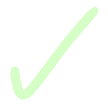A bright green checkmark symbol on a plain background