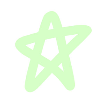 A simple pale green hand-drawn star icon on a white background