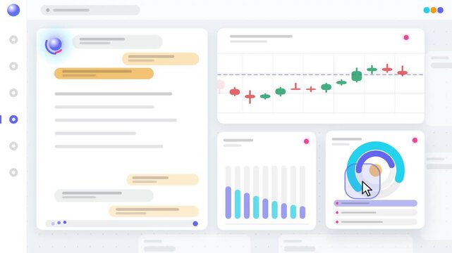 Modern digital dashboard interface with financial charts and data visualization elements for business analysis.