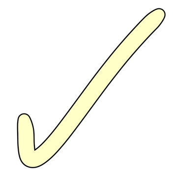 A simple, hand-drawn checkmark in a light yellow hue against a plain background