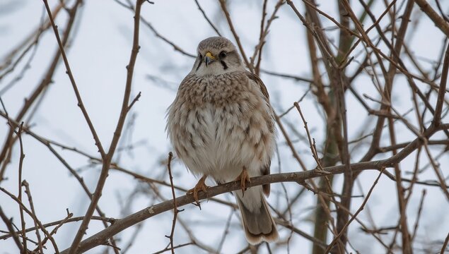 A bird sitting on a branch of a tree, with green leaves and maybe some fruit