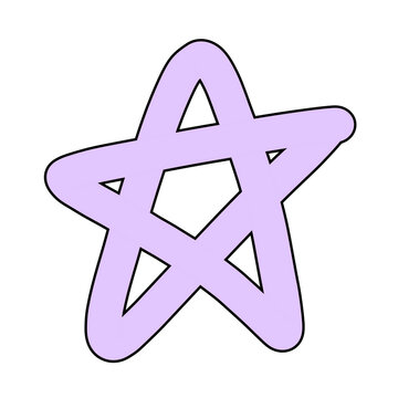 A simple, hand-drawn star icon in light purple with a black outline, perfect for decorative or thematic use. It has a whimsical, abstract style, evoking creativity and charm