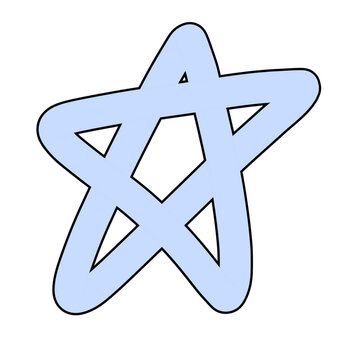 A simple, hand-drawn star outline in a light blue hue on a white background