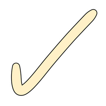 A simple checkmark drawn with a soft yellow line on a light background