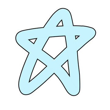 A light blue star illustration with a hand-drawn aesthetic. The star has a slightly irregular outline, giving it a playful and whimsical feel
