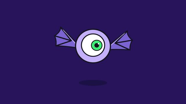 Flying Monster Eye with Bat Wings Flapping