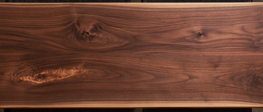 Walnut wood texture with deep brown planks, featuring a natural satin grain and amber gold streaks for a rustic background and copy space