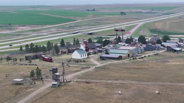 Aerial View of 1880 Town Historic Western Village in South Dakota