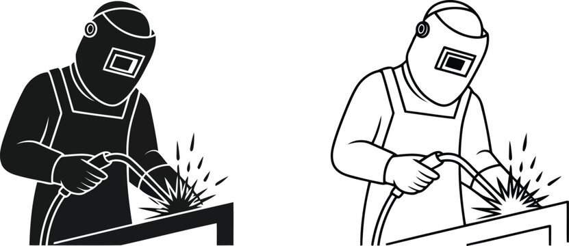 Industrial welding professional at work vector illustration 