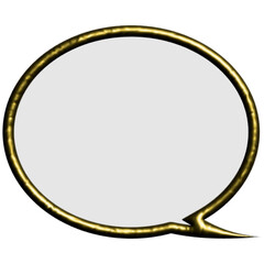 Deep Gold Metallic Speech Bubble with Right Pointing Tail and Solid White Center for Game Dialogue © WhoamI