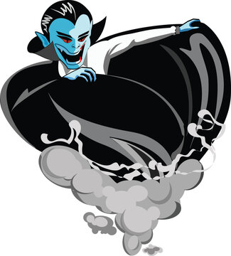 spooky blue vampire count dracula with red eyes cape halloween character