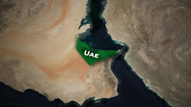Satellite Map Animation Highlighting Al Dhafra Region in UAE