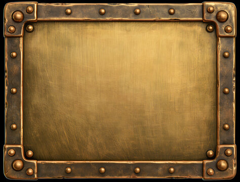 A retro brass rectangle frame with an aged patina effect complements the steampunk style metallic frame