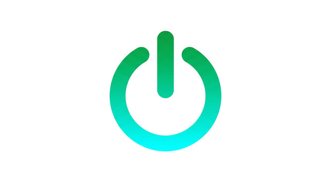 Green power button icon isolated on transparent background for