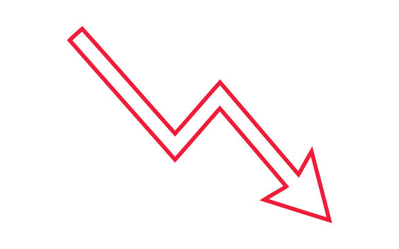 Red outline arrow pointing downward, zigzag trend line