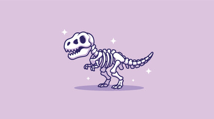 Cute cartoon dinosaur skeleton illustration. © NFS Studio