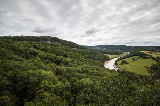 Lover's Leap scenic wooded gorge landscape overlooking the winding River Wye