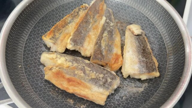 Fried fish fillets whitefish hake seafood pescatarian diet healthy eating, nutritious meals delicious appetizers, fresh ingredients gourmet cuisine, traditional dishes food background top view copy sp