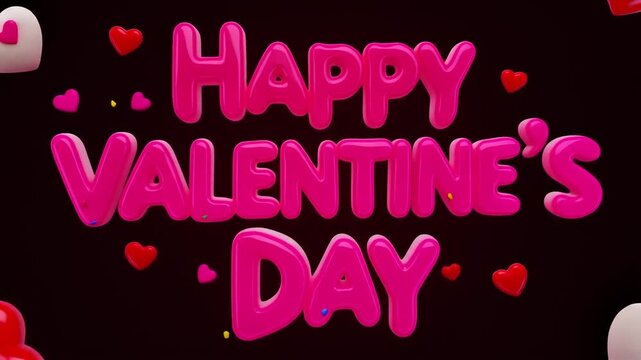 Happy valentines day animation video template with hearts and confetti motion graphics footage celebrating love and romance perfect for valentines day animated banner ads design