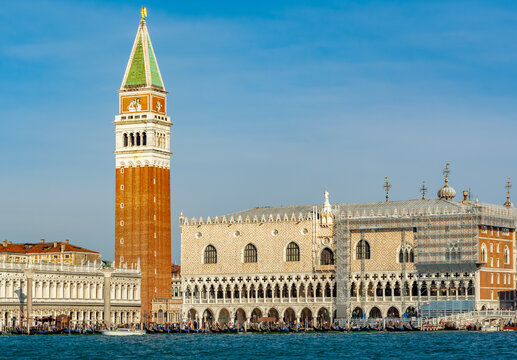 Venice cityscape with St. Mark's Campanile and Doge's palace, Italy