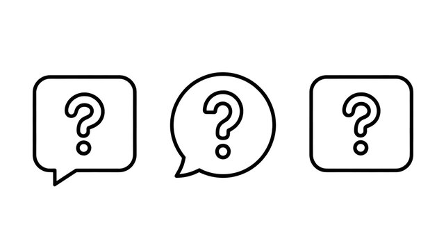 Comment question line icon set. faq line icon. question and answer pictogram. inquire bubble. ask or request sign. frequently asked questions icon for Ui designs.