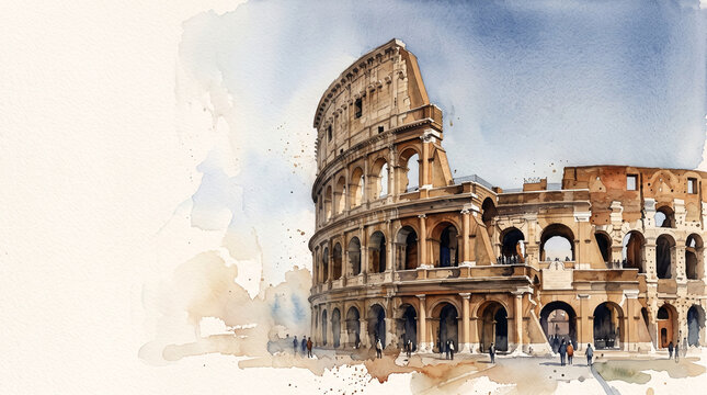 Roman Colosseum Ancient Landmark with People