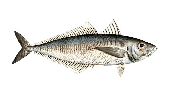 Fish, Fish, Group of perch relatives, Scomber trachurus, Historical, digitally restored reproduction from a 19th century original, Record date not stated