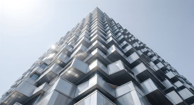 Geometric pyramid made of stacked cubes in 3d view