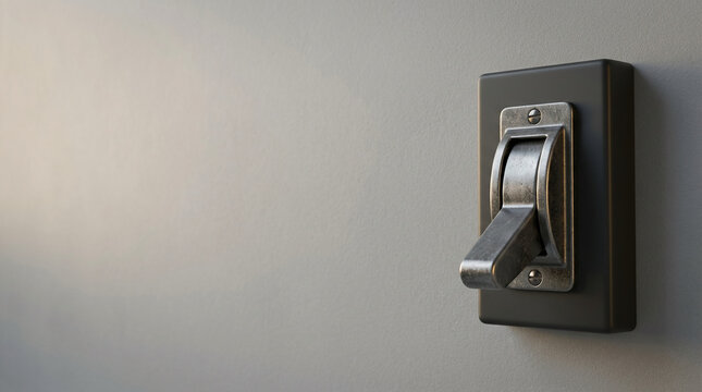 Metal Lever Switch Mounted on Gray Wall