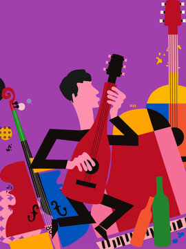Abstract Jazz Music Bar Party Illustration