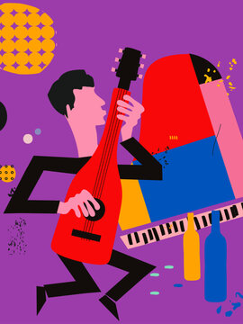 Abstract Jazz Music Bar Party Illustration
