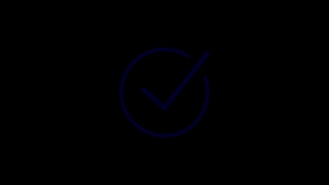 Blue checkmark icon inside a circle on dark background