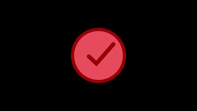 Red check mark icon in a circular button