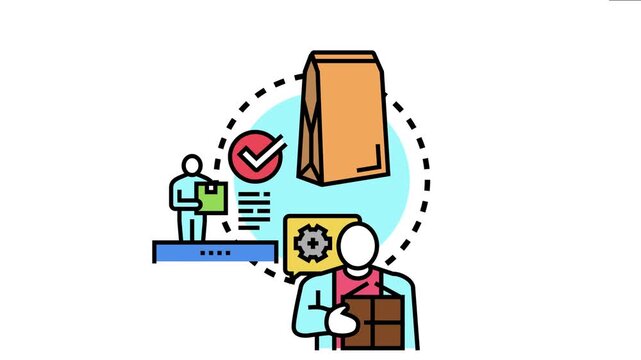 Parcel chute concept symbolizing efficient logistics, automated delivery processes, and distribution of goods, with figures handling packages and ensuring service quality