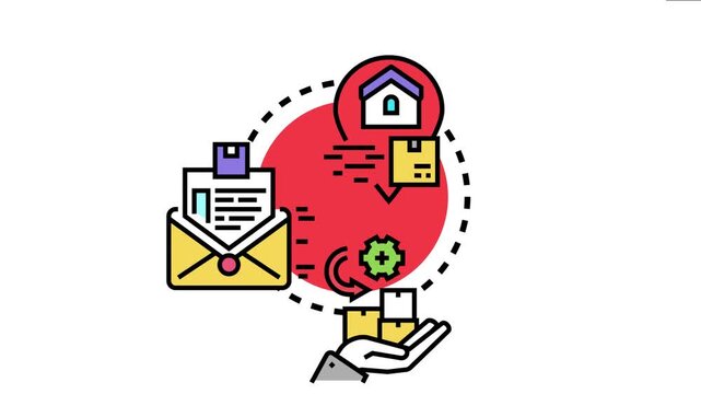 Customer receiving parcels to their private residence, the modern e commerce buying and logistic process from ordering to doorstep drop off