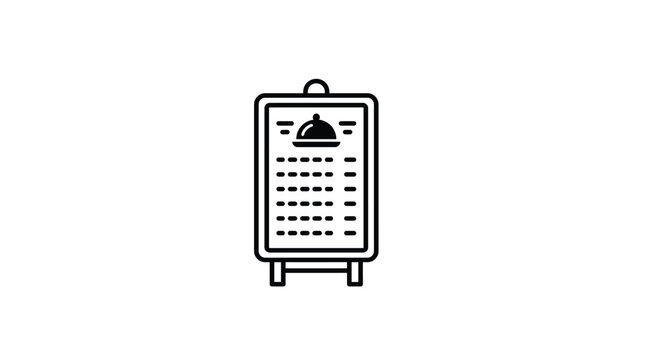 Restaurant menu board vector illustration featuring black outlines on white background for culinary business branding