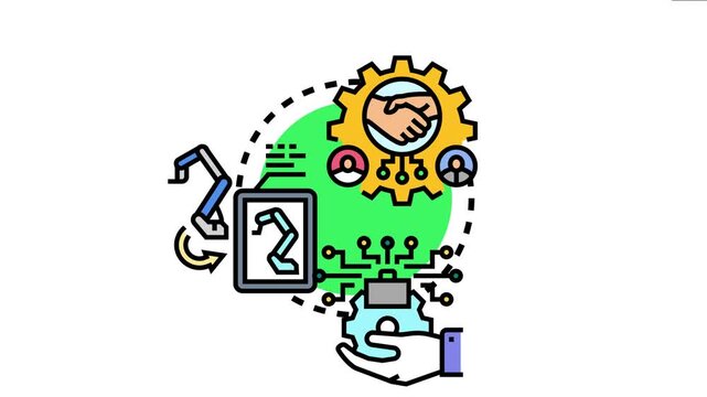 Conceptual innovative technology development, combining human collaboration, digital processes, automation, and data exchange to create transformative solutions and progress