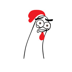 Funny Cartoon Rooster Wearing a Red Santa Claus Hat Christmas Illustration © MDMEHEDIHASAN
