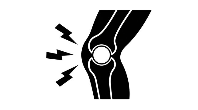 Knee pain icon with lightning bolt symbols representing joint