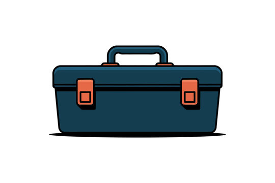 Blue toolbox with orange latches vector icon