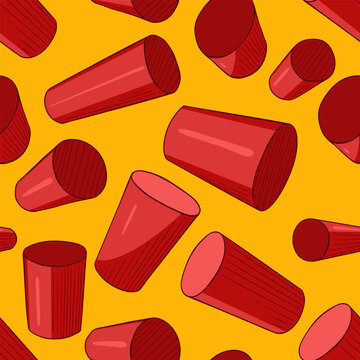 Vector Seamless Pattern of Red Cylinders