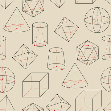 Vector Seamless Pattern of Line Geometric Shapes