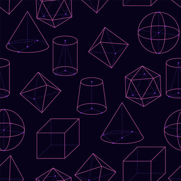 Vector Seamless Pattern of Line Geometric Shapes