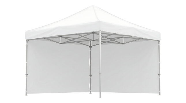 White pop up canopy tent for outdoor events and marketing displays.