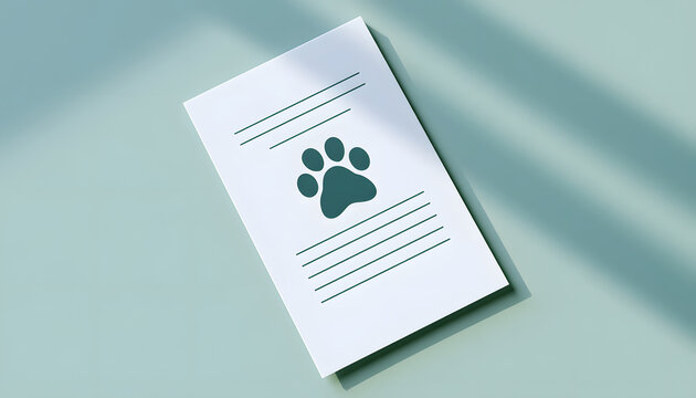 pet insurance document featuring an paw icon on a clear layout, soft ambient lighting