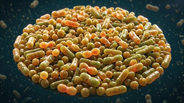 Microscopic view of bacteria cells dividing and multiplying in a