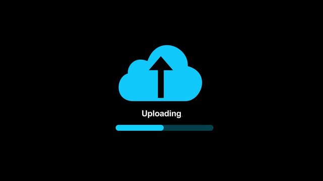 cloud storage and file transfer icons, online data backup, secure document upload. isolated on a transparent background. motion graphic of cloud upload concept.