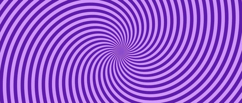 Purple and lavender spiral optical illusion pattern fills an abstract geometric background